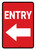 Entry Left Arrow Red Portrait - Wall Sign