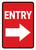 Entry Right Arrow Red Portrait - Wall Sign