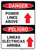 Danger: Power Lines Above Arrow Up Bilingual Spanish - Wall Sign