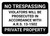 No Trespassing: Private Property Arizona BLACK Landscape - Wall Sign