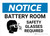 Notice: Battery Room Safety Glasses Required with Icon Landscape - Wall Sign
