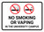 No Smoking Or Vaping In The University Campus with Icons Landscape - Wall Sign