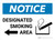 Notice: Designated Smoking Area Left Arrow with Icon Landscape - Wall Sign