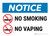 Notice: No Smoking No Vaping with Icons Landscape - Wall Sign