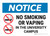 Notice: No Smoking Or Vaping In The University Campus with Icons Landscape - Wall Sign