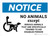 Notice: No Animals Except Service Animals Landscape - Wall Sign