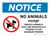 Notice: No Animals Except Service Animals Trained to Aid a Disabled Person with Icon Landscape - Wall Sign