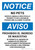 Notice: No Pets Service Animals Trained to Aid Disabled Are Allowed Bilingual Spanish Portrait - Wall Sign