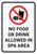 No Food or Drink Allowed in Spa Area Portrait - Wall Sign