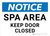 Notice: Spa Area Keep Door Closed Landscape - Wall Sign