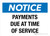 Notice: Payments Due At Time Of Service Landscape - Wall Sign