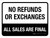 No Refunds or Exchange All Sales Are Final Landscape - Wall Sign