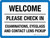 Welcome: Please Check In Examinations Eyeglass And Contact Lens Pickup Landscape - Wall Sign