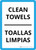 Clean Towels - Toallas Limpias Bilingual Spanish Portrait - Wall Sign