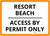 Resort Beach Access By Permit Only Landscape - Wall Sign