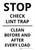 Stop Check Lint Trap Portrait - Wall Sign