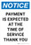 Notice: Payment Is Expected At The Time Of Service Thank You Portrait - Wall Sign