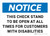 Notice: This Check Stand To Be Open At All Times For Customers With Disabilities Landscape - Wall Sign