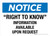 Notice: Right To Know Information Available Upon Request Landscape - Wall Sign