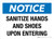 Notice: Sanitize Hands And Shoes Upon Entering Landscape - Wall Sign