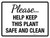 Please Help Keep This Plant Safe And Clean Landscape - Wall Sign