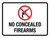 No Concealed Firearms Landscape - Wall Sign