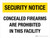 Security Notice: Concealed Firearms Are Prohibited In This Facility Landscape - Wall Sign