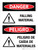 Danger: Falling Material with Hazard Icon Bilingual Spanish - Wall Sign