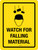 Watch For Falling Material with Icon Portrait - Wall Sign