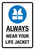 Always Wear Your Life Jacket Portrait - Wall Sign