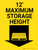12ft Maximum Storage Height (Arrow Down) Portrait - Wall Sign