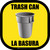 Trash Can/La Basura - Bilingual Spanish - Rounded Square Floor Sign