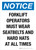 Notice: Forklift Operators Must Wear Seatbelts And Hard Hats At All Times Portrait - Wall Sign
