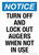 Notice: Turn Off And Lock Out Augers When Not In Use Portrait - Wall Sign