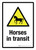 Horses In Transit with Hazard Icon Portrait - Wall Sign