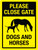 Please Close Gate - Dogs And Horses Portrait - Wall Sign
