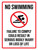 No Swimming - Failure To Comply Could Result In Serious Bodily Injury Or Loss Of Life Portrait - Wall Sign