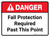 Danger: Fall Protection Required Past This Point Rectangular - Floor Sign