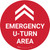 Emergency U-Turn Area Chevron Icon Circular - Floor Sign