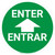 Enter with Icon Bilingual Spanish Green Circular - Floor Sign