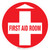 First Aid Room Arrow Up with Icon Red Circular - Floor Sign