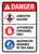 Danger: ANSI Asbestos Hazard Authorized Personnel Only Respirator Required with Icons Portrait - Wall Sign