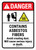 Danger: ANSI Contains Asbestos Fibers - Avoid Creating Dust Will Cause Serious Injury Or Death Portrait - Wall Sign