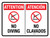 Attention: No Diving Spanish Bilingual with Icon Landscape - Wall Sign