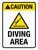 Caution: Diving Area with Hazard Icon ANSI Portrait - Wall Sign