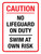 Caution: No Lifeguard On Duty - Swim At Own Risk Portrait - Wall Sign