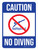 Caution: No Diving Blue with Icon Portrait - Wall Sign
