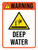 Warning: Deep Water with Hazard Triangle Portrait - Wall Sign