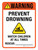 Warning: Prevent Drowning - Watch Children At All Times with Hazard Icon Portrait - Wall Sign