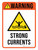 Warning: Strong Currents with Hazard Icon Portrait - Wall Sign
